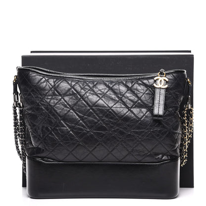 Chanel Aged Calfskin Quilted Large Gabrielle Hobo Black 8 of 8