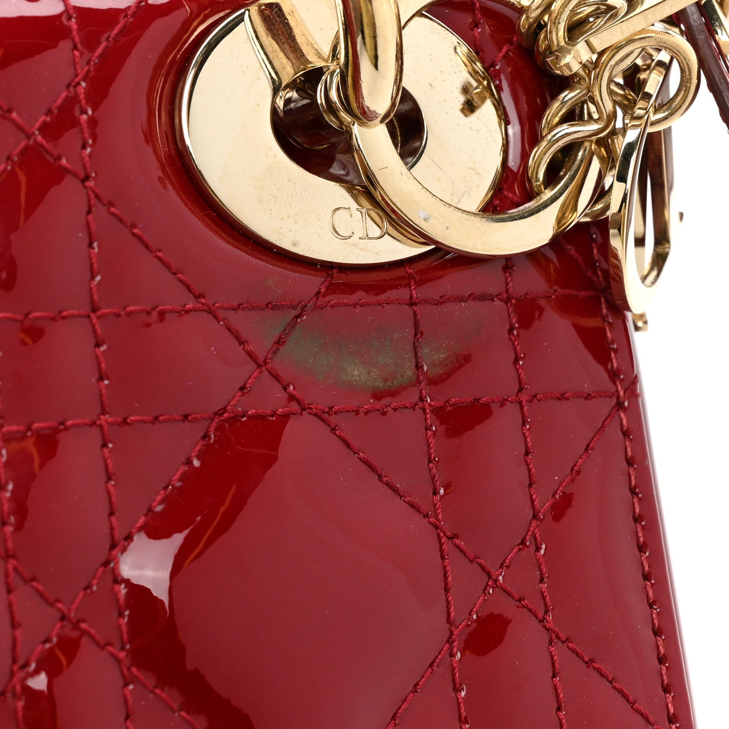 Patent Cannage Mini Lady Dior Red