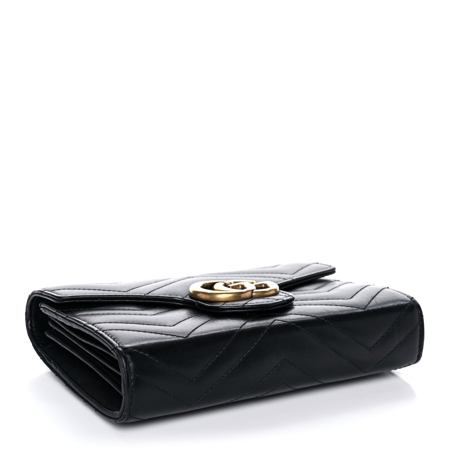 Gucci Calfskin Matelasse GG Marmont Chain Wallet Black 4 of 13