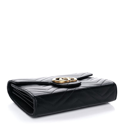 Gucci Calfskin Matelasse GG Marmont Chain Wallet Black 4 of 13