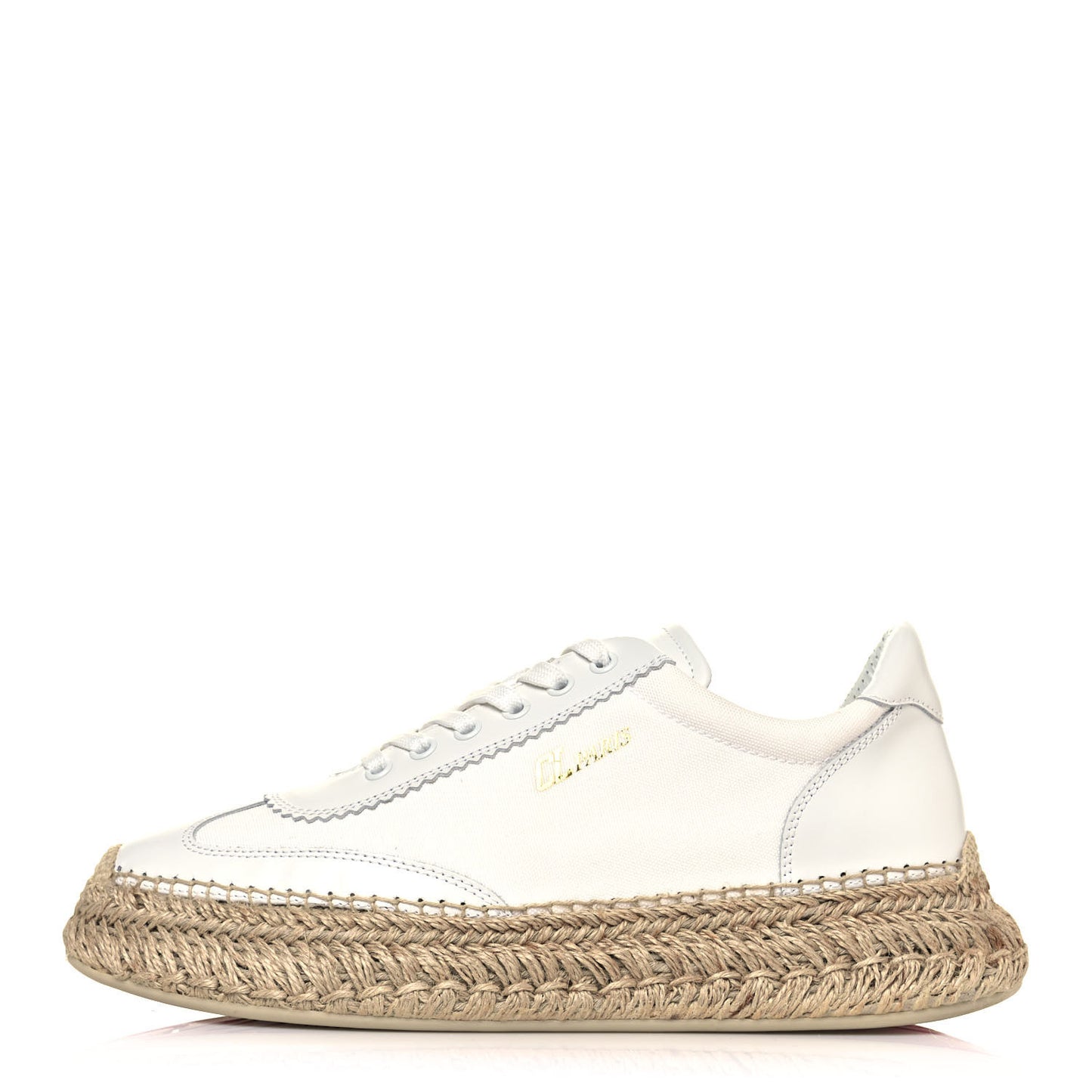 Toile Calfskin Espasneak Flat Sneaker 41 Ivory