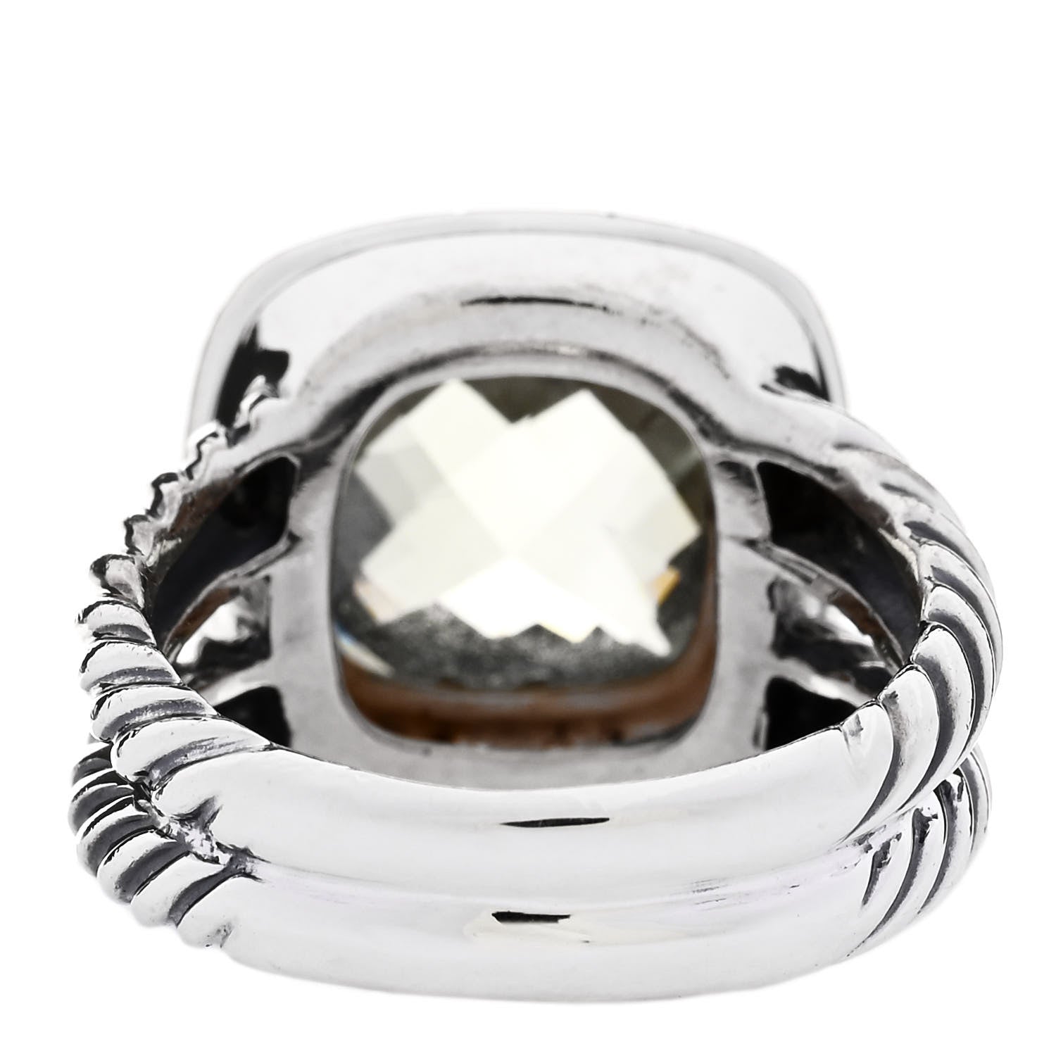 David Yurman Sterling Silver Diamond Prasiolite 11mm Albion Ring 54 6.75 4 of 6