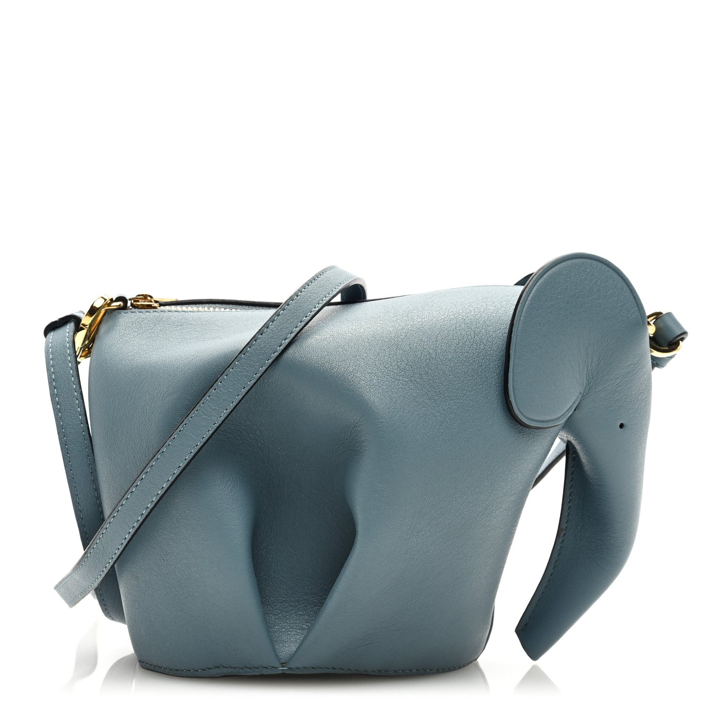 Calfskin Mini Elephant Crossbody Bag Blue
