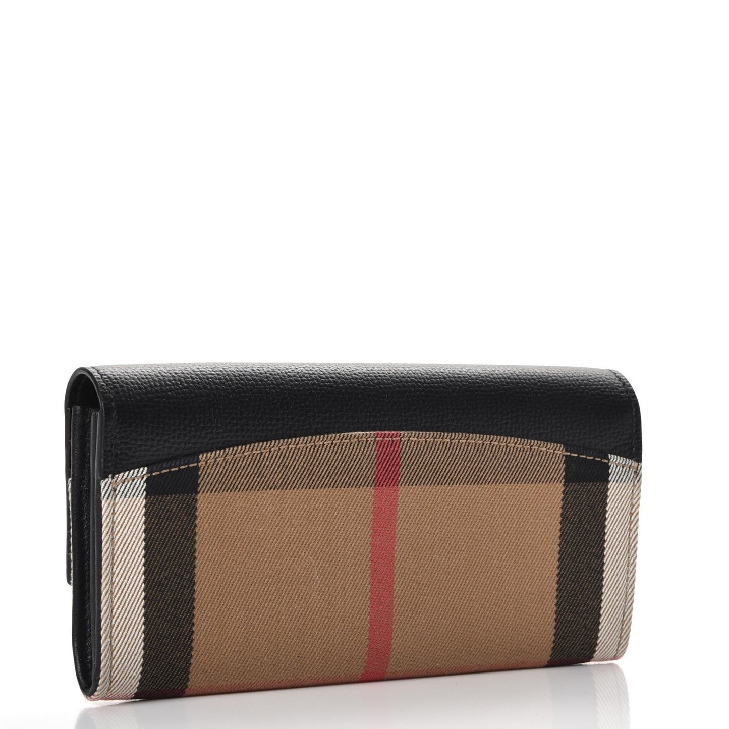 Calfskin House Check Porter Continental Wallet Black