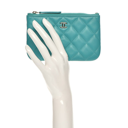 Chanel Lambskin Quilted Small Cosmetic Case Turquoise 2 of 7