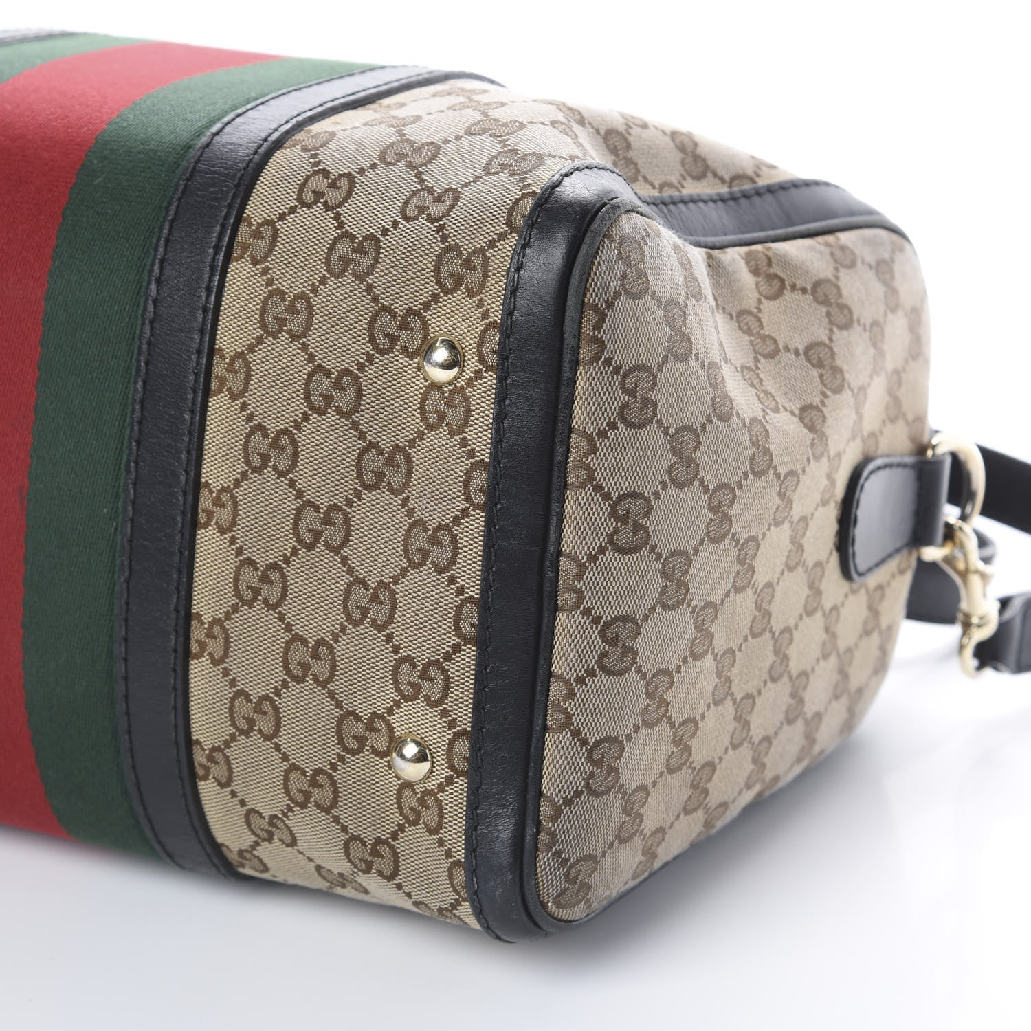 Gucci Monogram Vintage Web Medium Boston Dark Brown 6 of 10
