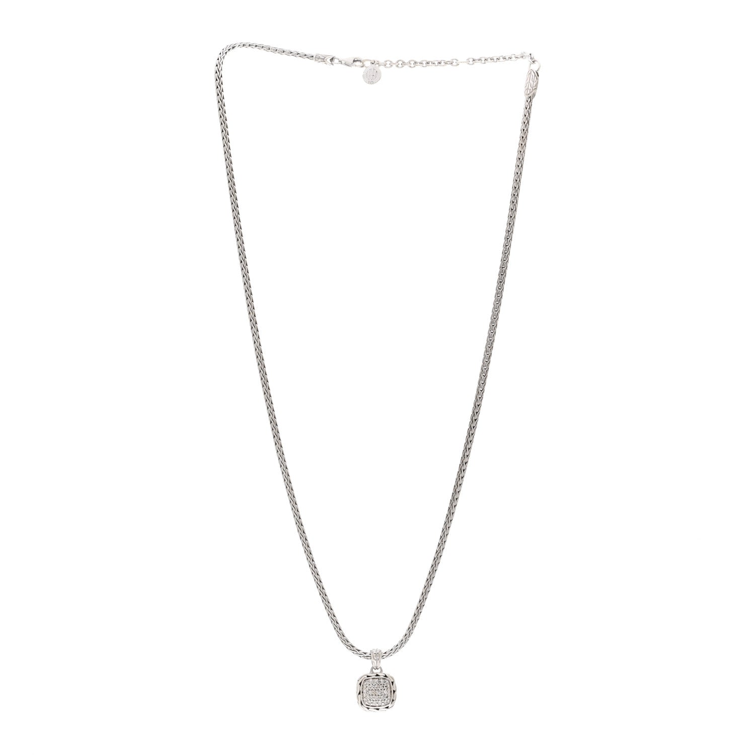 John Hardy Sterling Silver Diamond Classic Chain Pendant Necklace 3 of 4
