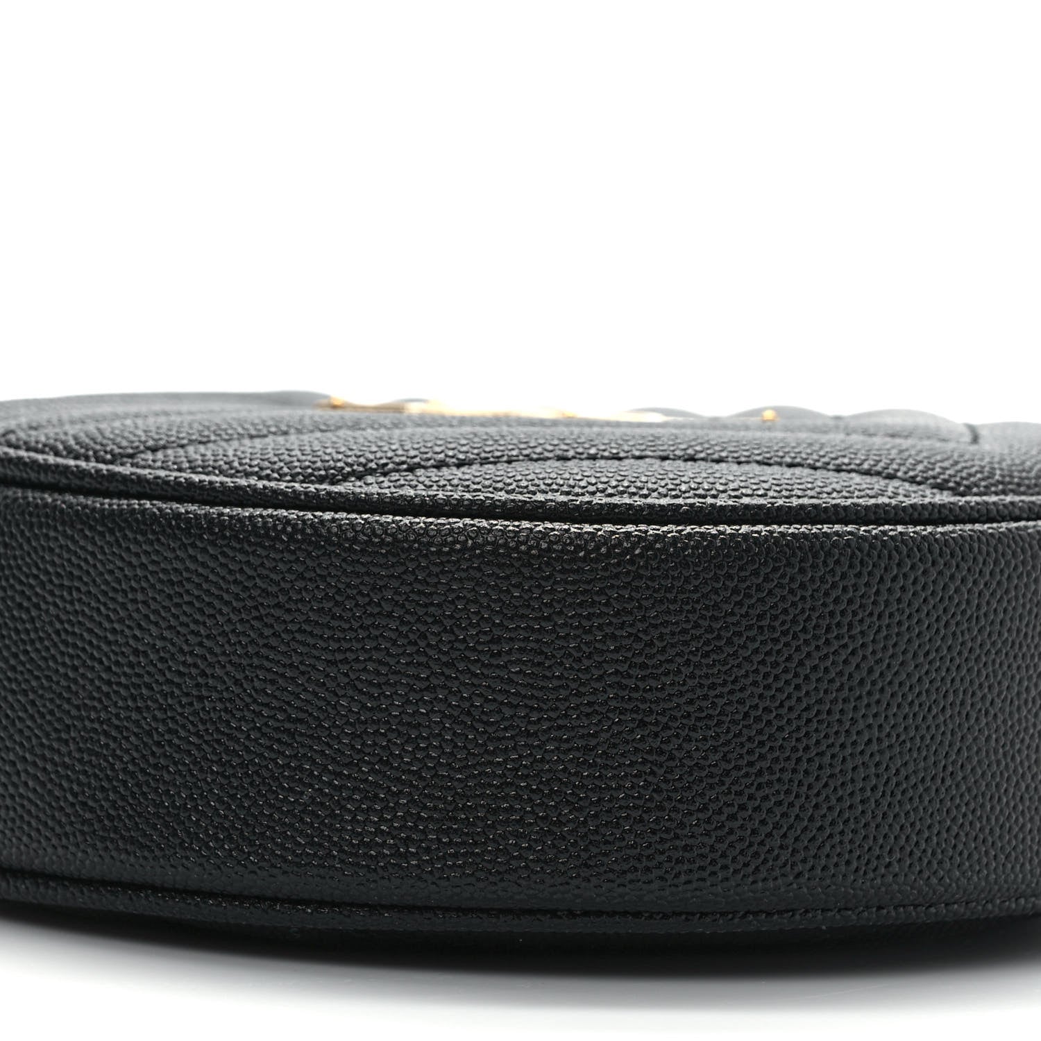 Saint Laurent Grain De Poudre Matelasse Chevron Quilted Round Vinyle Camera Bag Black 8 of 10