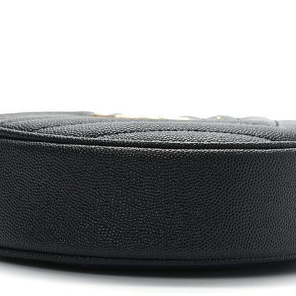 Saint Laurent Grain De Poudre Matelasse Chevron Quilted Round Vinyle Camera Bag Black 8 of 10