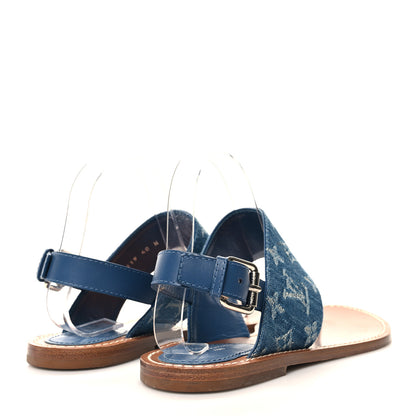 Louis Vuitton Monogram Denim Starboard Flat Thong Sandal 40 Blue 4 of 9
