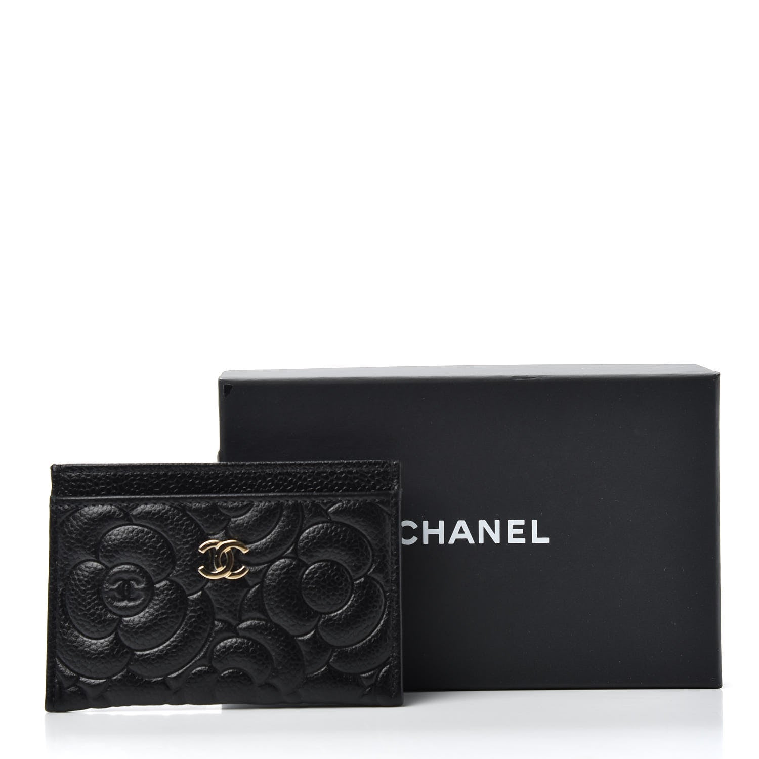 Chanel Caviar Camellia Embossed Card Holder Black 7 of 7