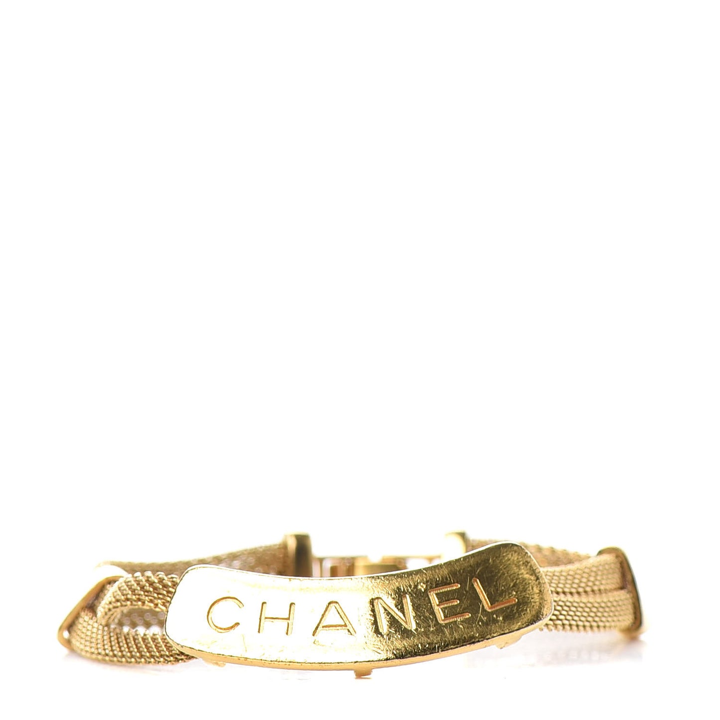 Metal Plate Logo Chain Bracelet Gold