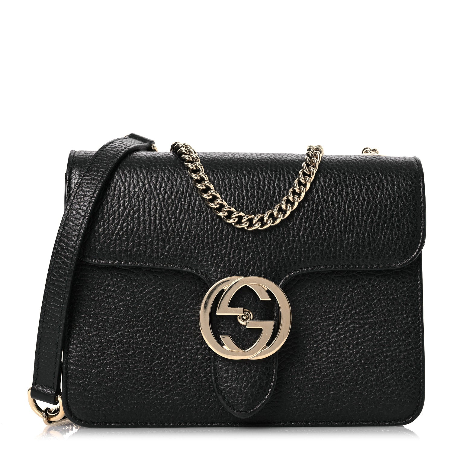 Gucci Dollar Calfskin Small Interlocking G Shoulder Bag Black 1 of 14
