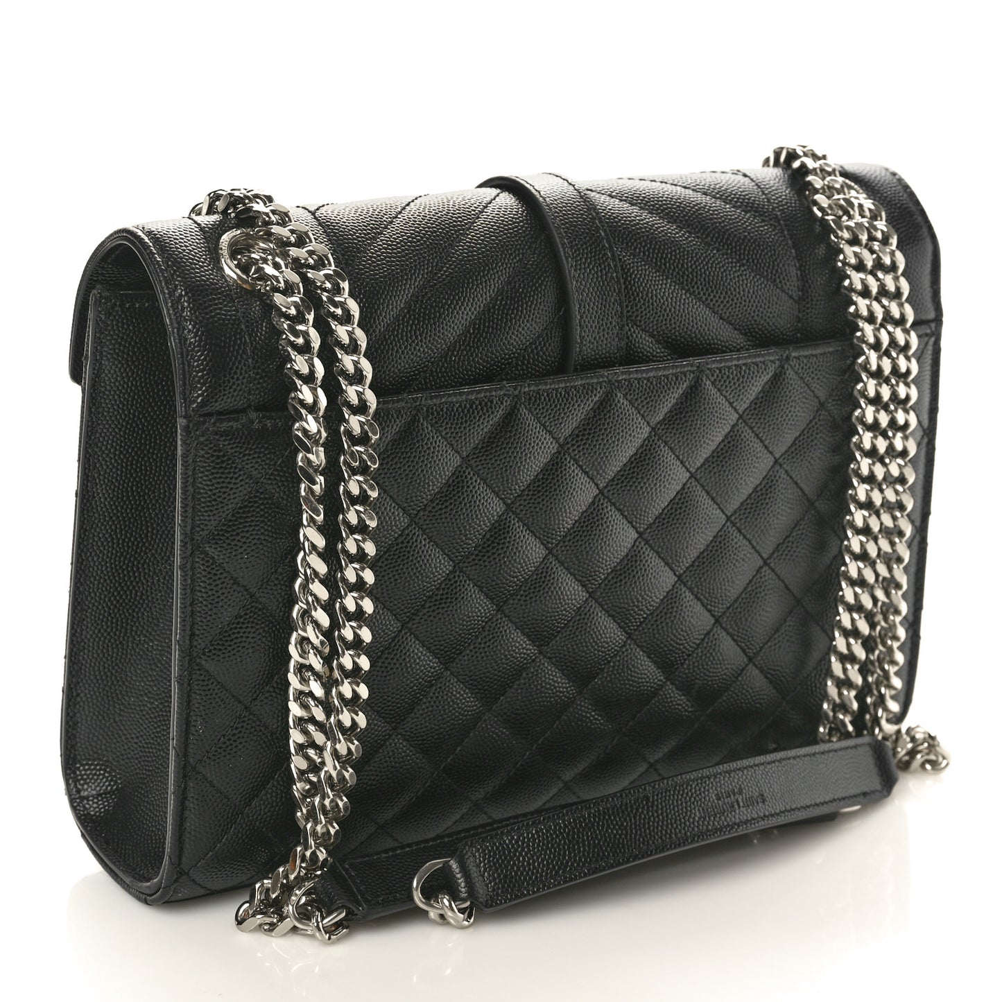 Grain De Poudre Textured Mixed Matelasse Triquilt Medium Monogram Satchel Black