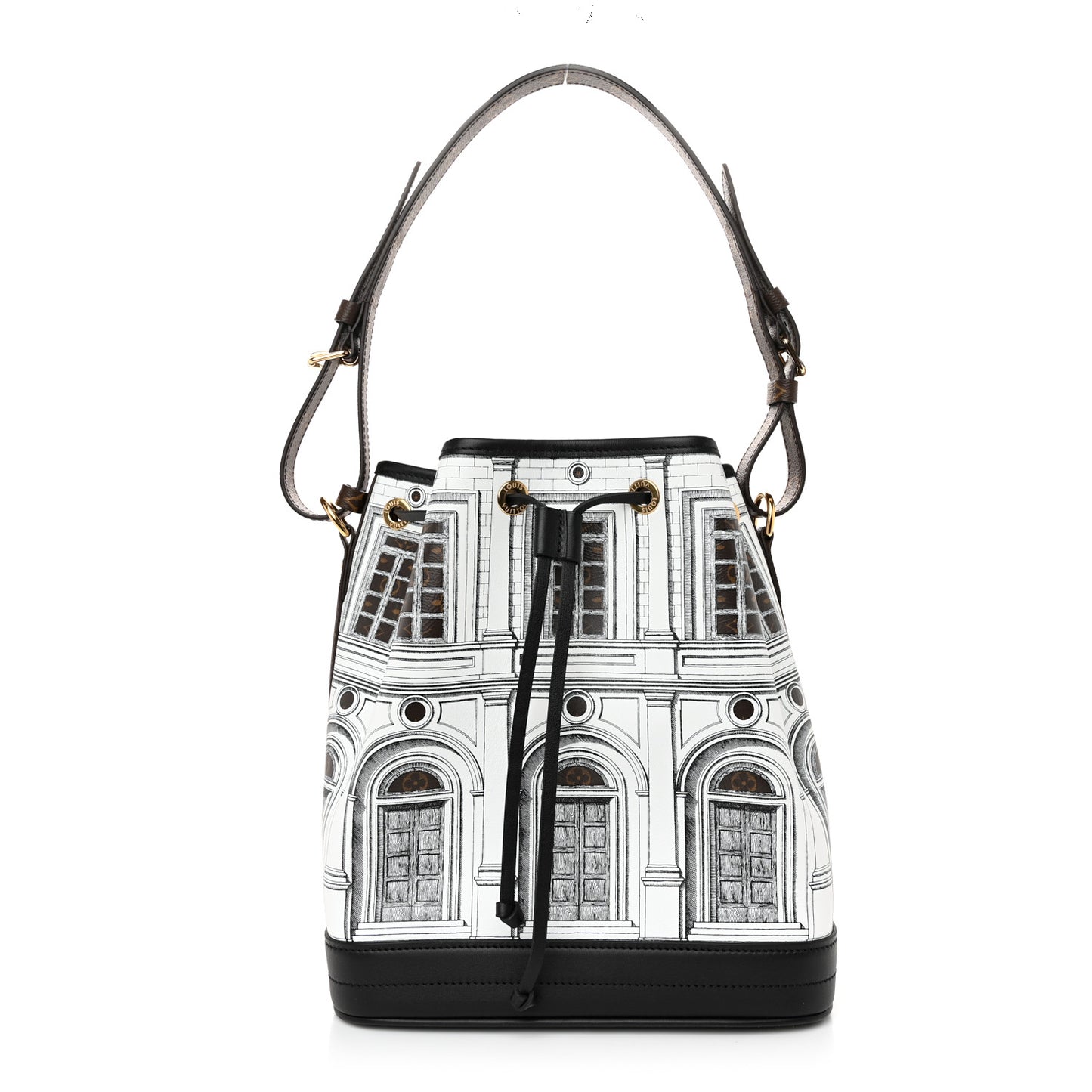 X FORNASETTI Calfskin Architettura Noe MM Black White