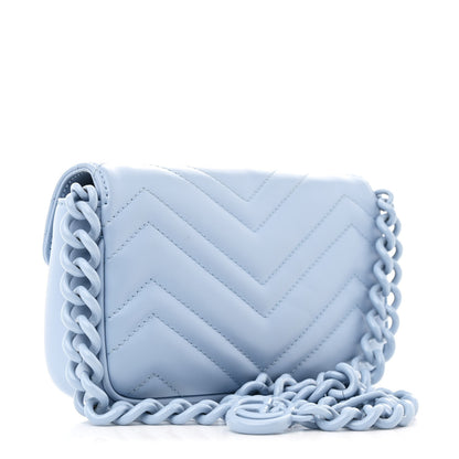 Gucci Calfskin Matelasse Monochrome GG Marmont Chain Belt Bag Porcelain Light Blue 3 of 12