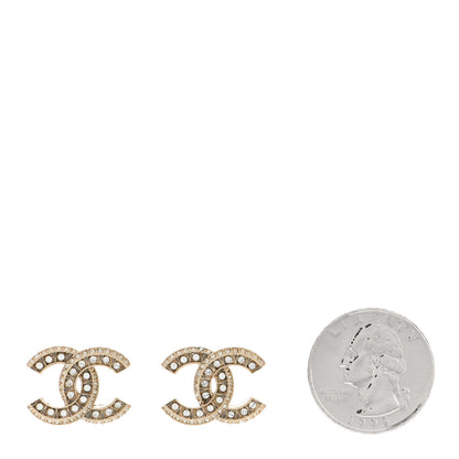 Chanel Crystal Timeless CC Earrings Light Gold 2 of 5