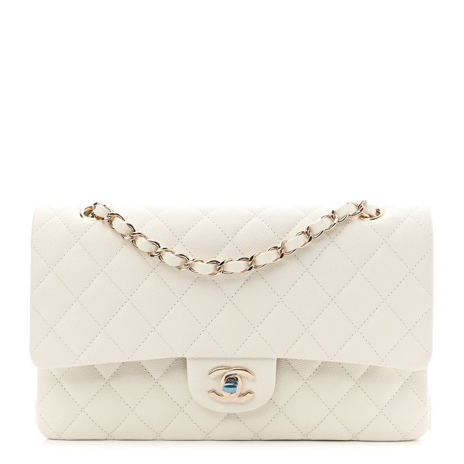 Chanel Caviar Quilted Medium Double Flap White 1 of 11