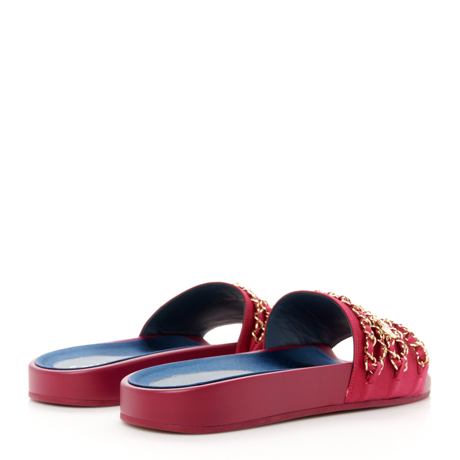 Chanel Satin Chain Flat Sandals 40 Dark Fuchsia 4 of 9