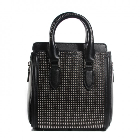 Alexander McQueen Calfskin Studded Mini Heroine Shoulder Bag Black 1 of 16