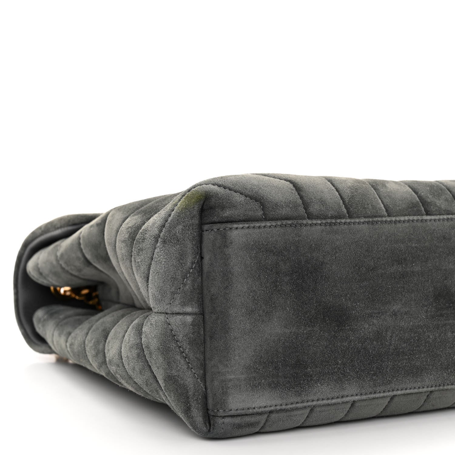 Saint Laurent Suede Y Quilted Monogram Medium Loulou Chain Satchel Storm 8 of 10