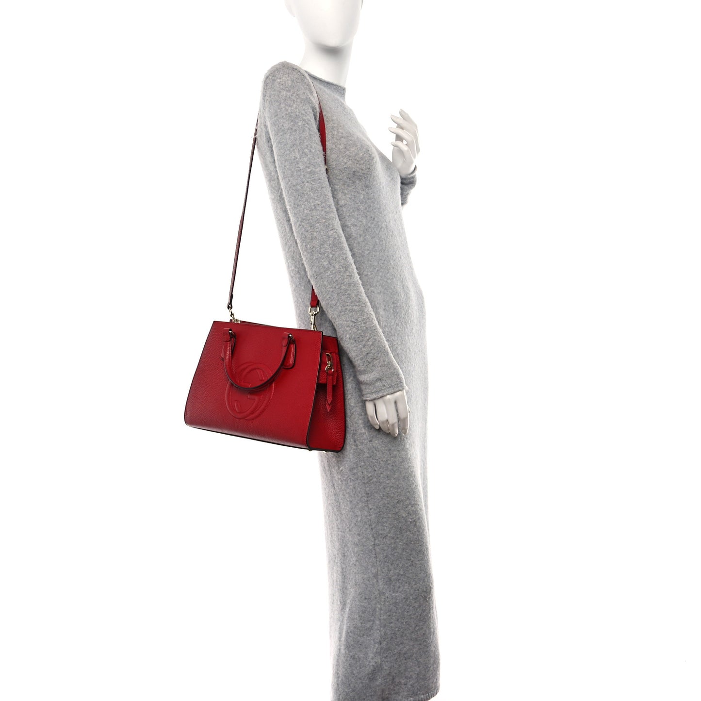 Dollar Calfskin Medium Soho Top Handle Satchel Hibiscus Red