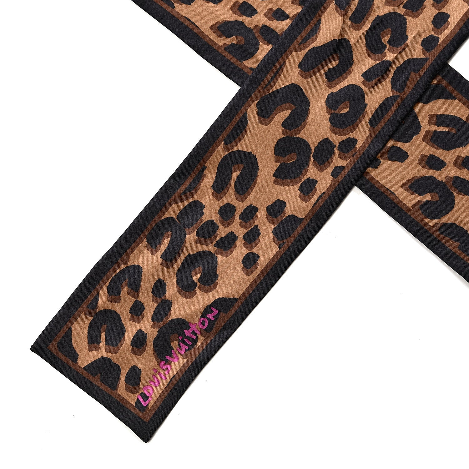 Louis Vuitton Silk Leopard Bandeau Scarf Marron 2 of 2