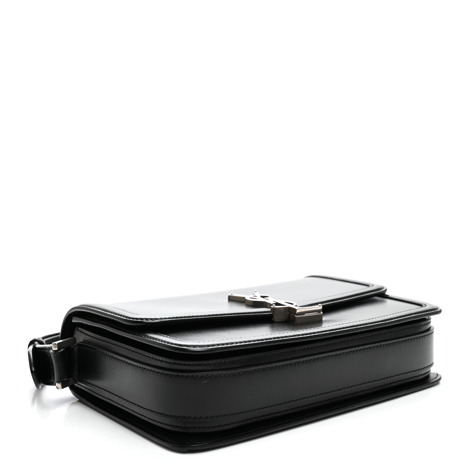 Saint Laurent Box Calfskin Monogram Medium Solferino Satchel Black 4 of 10