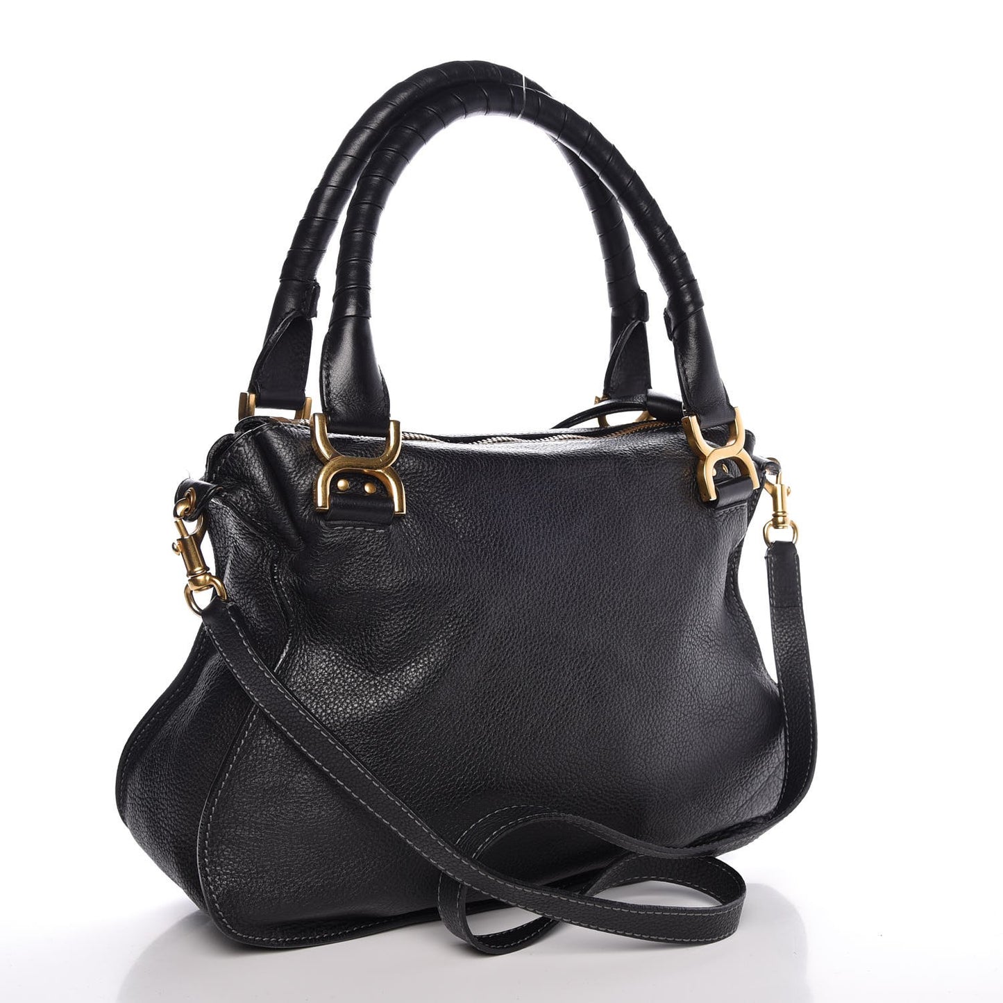 Calfskin Medium Marcie Satchel Black