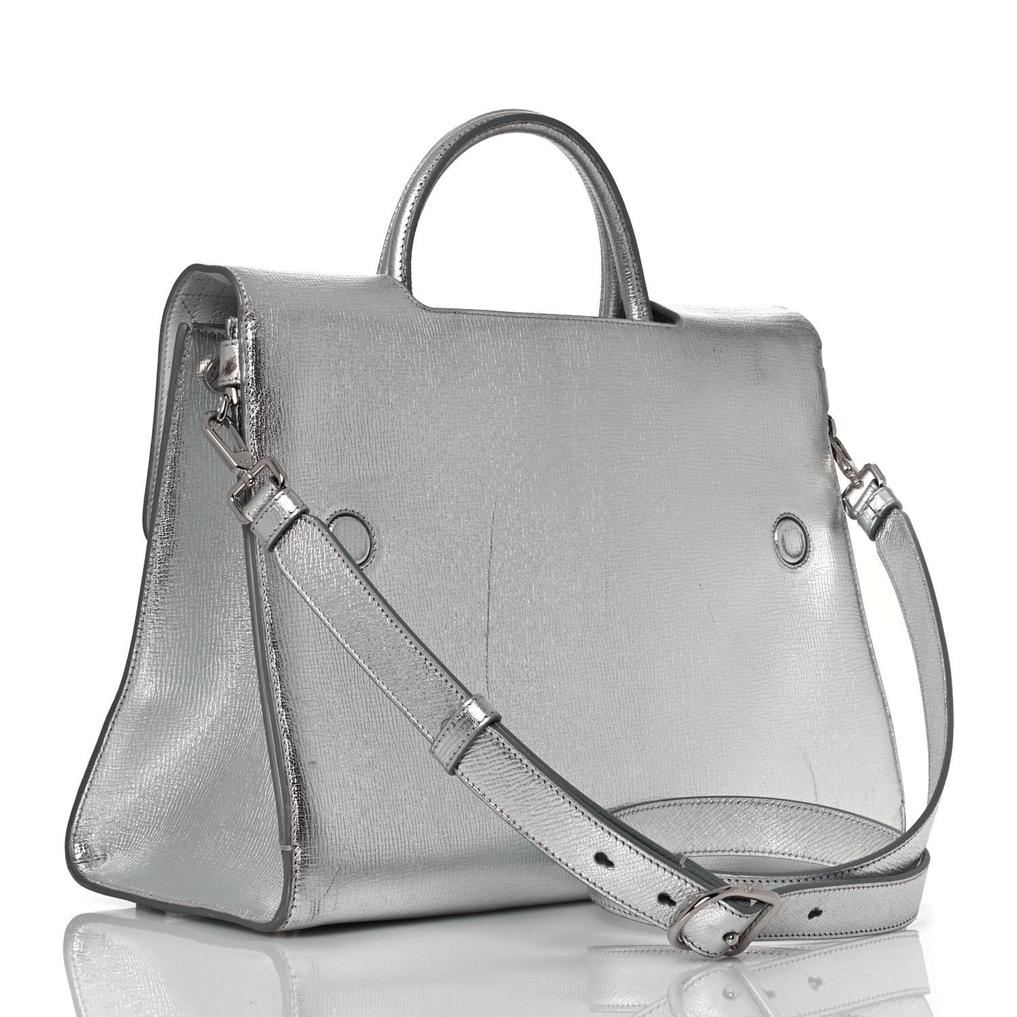 Metallic Goatskin Medium Diorever Flap Silver