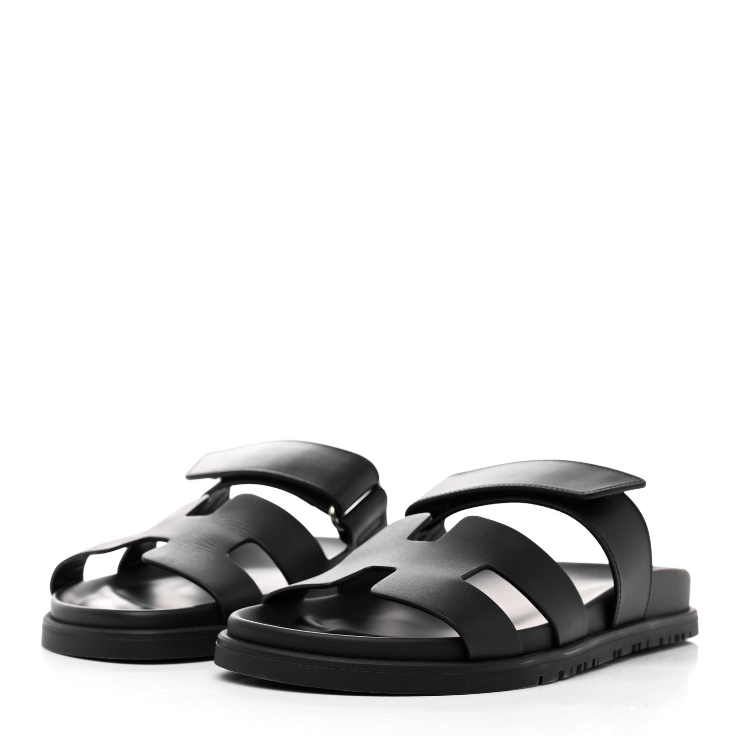 Hermes Calfskin Womens Chypre Sandals 36.5 Black 3 of 9