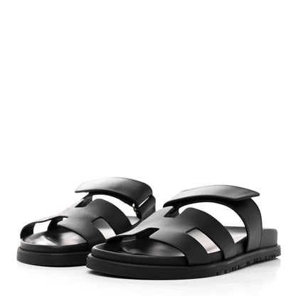Hermes Calfskin Womens Chypre Sandals 36.5 Black 3 of 9