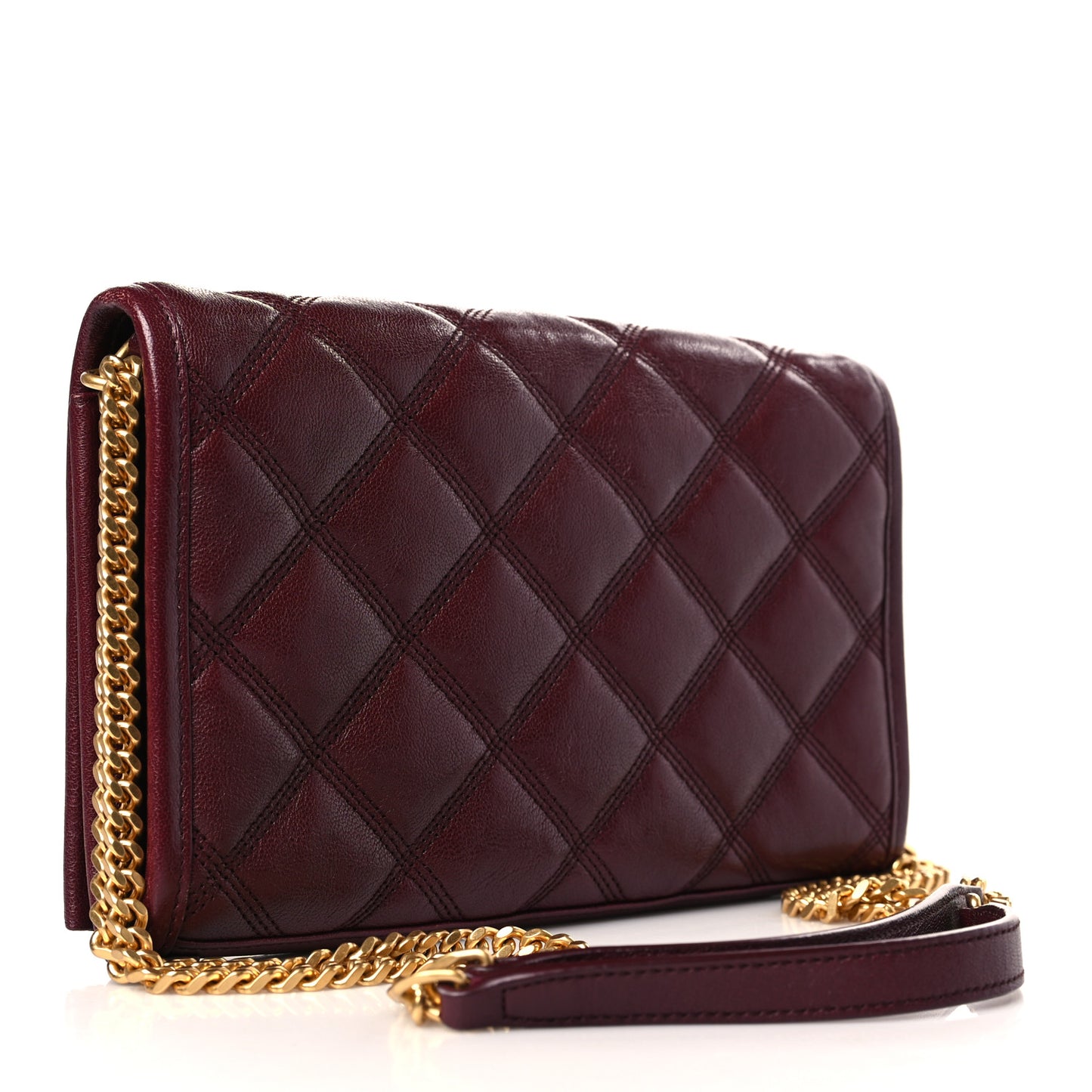 Lambskin Diamond Quilted Angie Chain Bag Burgundy