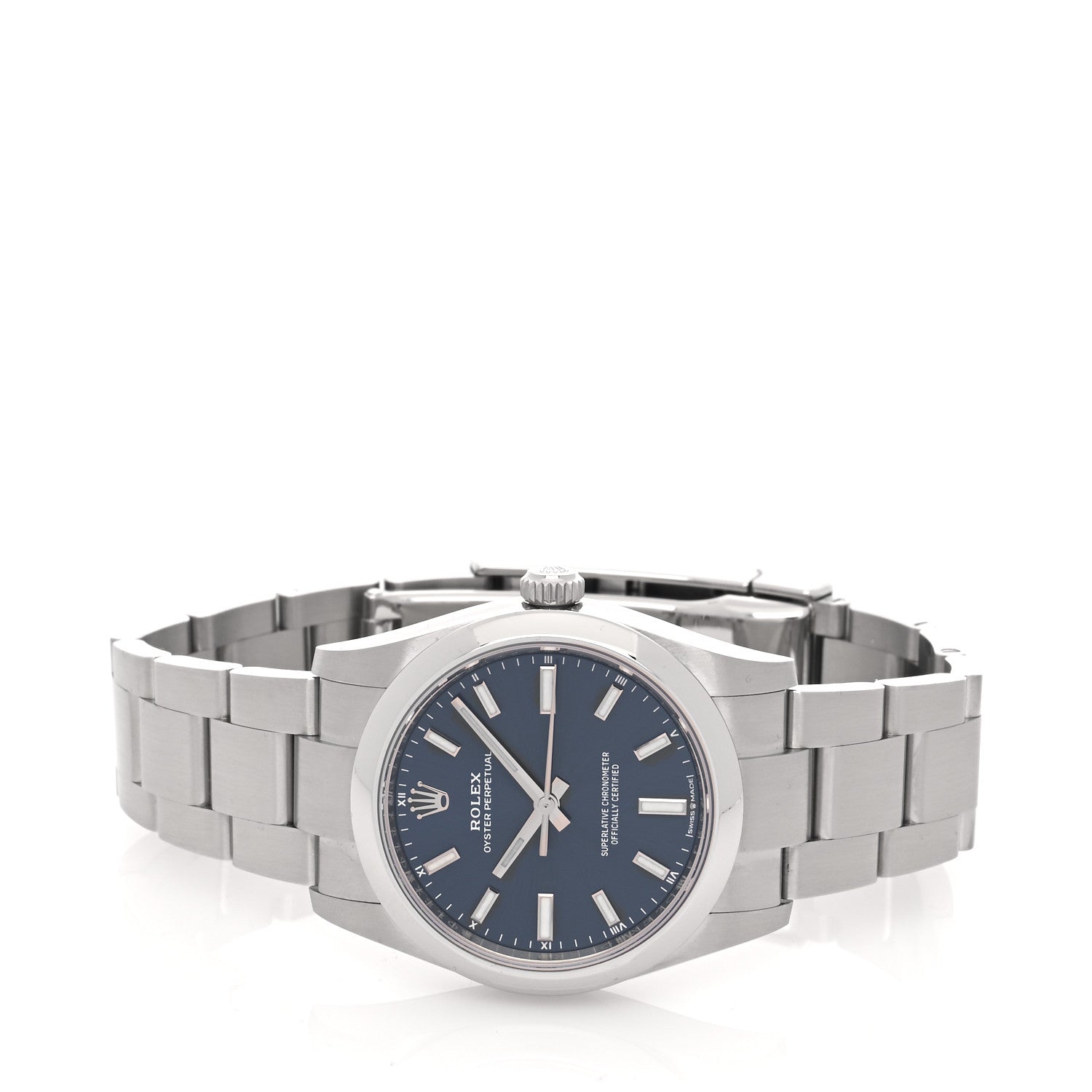 Rolex Stainless Steel 34mm Oyster Perpetual Watch Bright Blue 124200 2 of 5