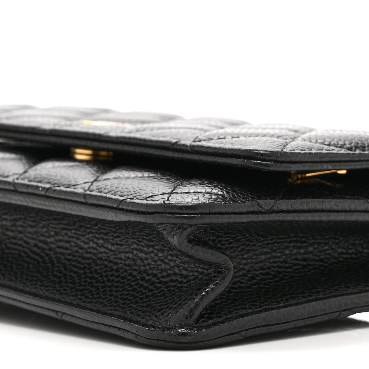Caviar Quilted Wallet on Chain WOC Black