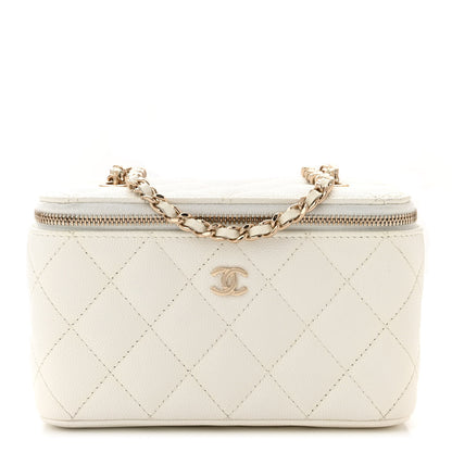 Chanel Caviar Quilted Small Vanity Case With Chain White 1 of 10