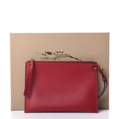 Burberry Grainy Calfskin Haymarket Check Zip Pouch Red 9 of 9