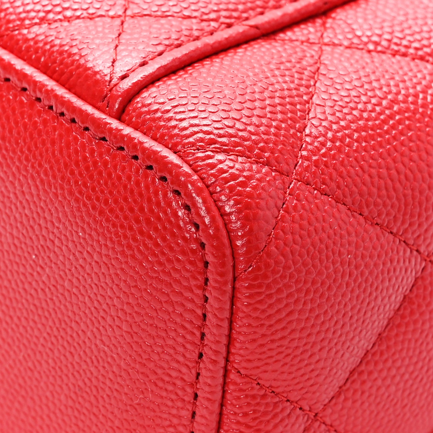 Chanel Caviar Quilted Mini Vanity Case With Chain Red 11 of 11
