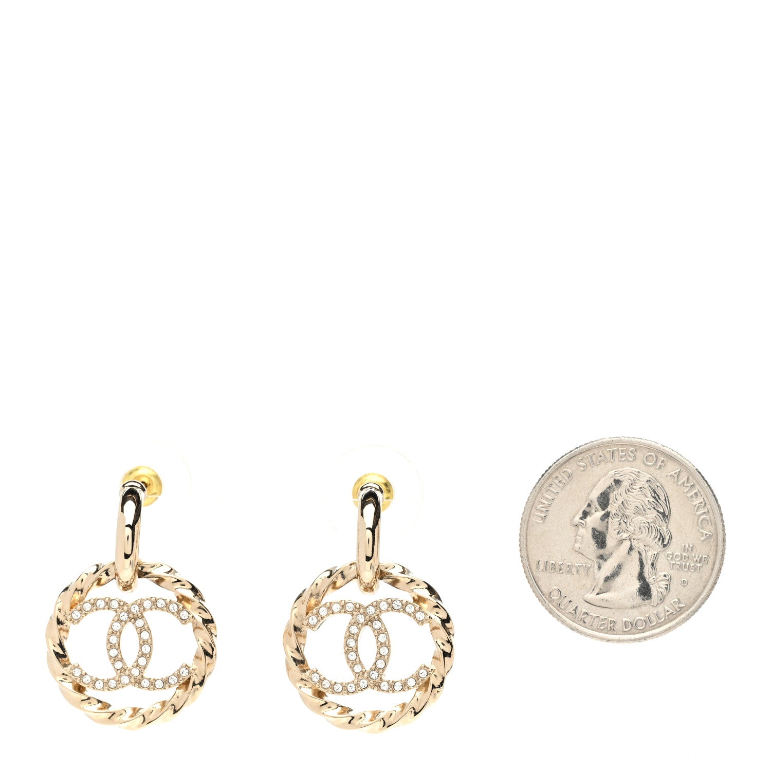 Chanel Twist Crystal CC Drop Earrings Gold 2 of 5