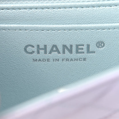 Chanel Perforated Lambskin Quilted Mini Rectangular Flap Light Blue Light Purple White 6 of 9
