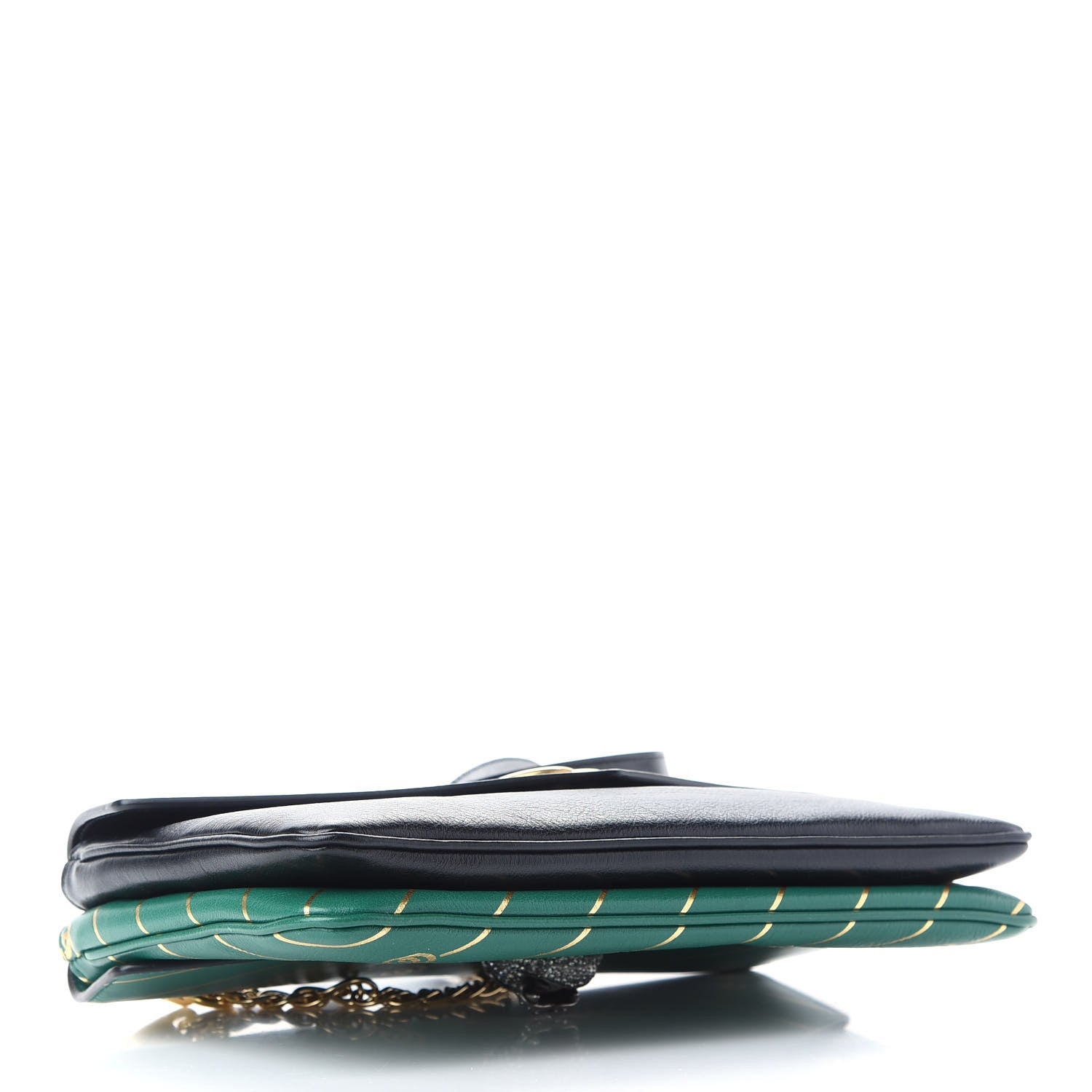 Gucci Calfskin Diagonal GG Medium Thiara Double Envelope Shoulder Bag Emerald Green Black 4 of 10