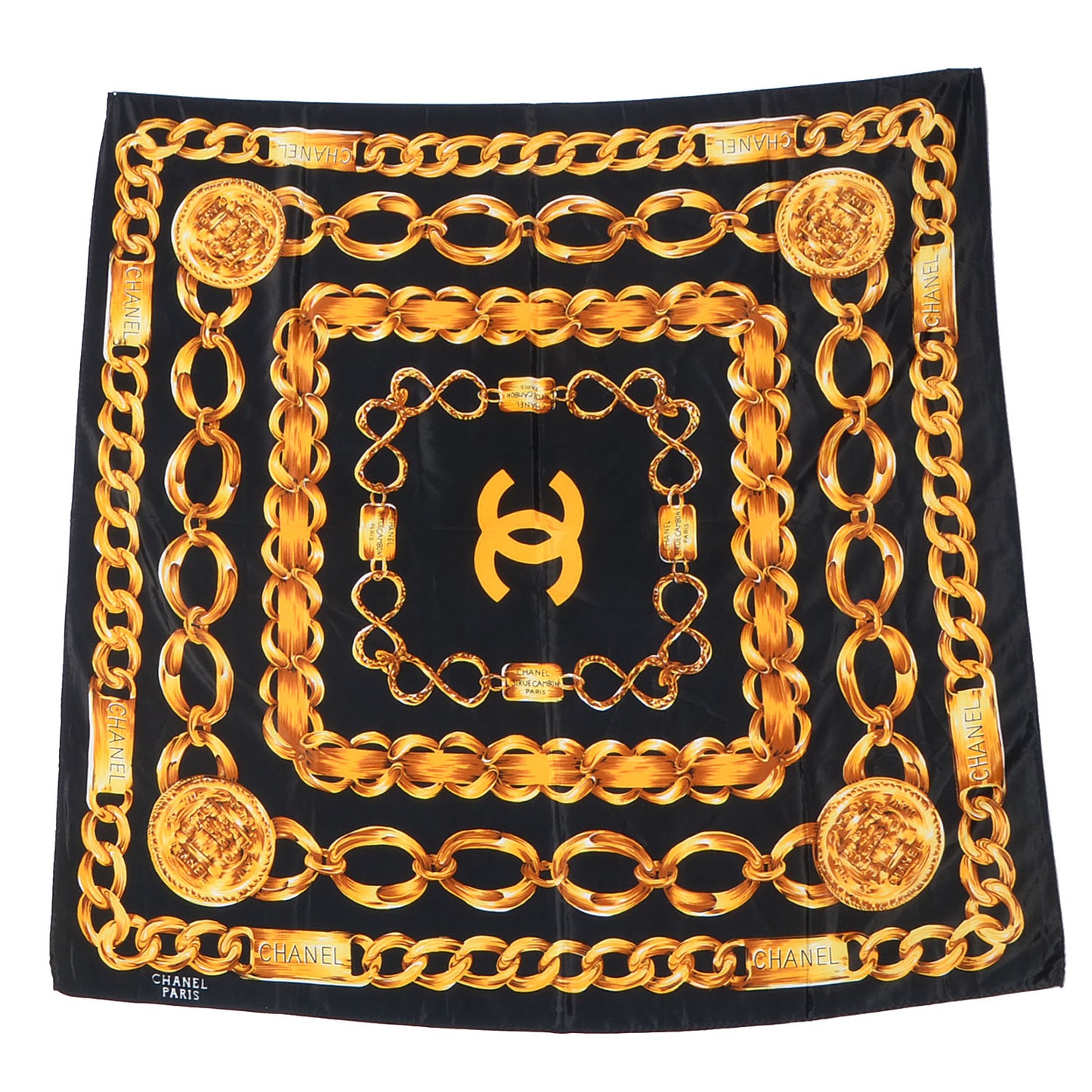 Silk 31 Rue Cambon Scarf Black Gold