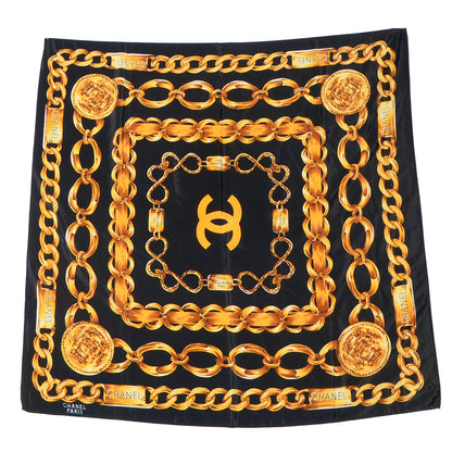 Chanel Silk 31 Rue Cambon Scarf Black Gold 3 of 6