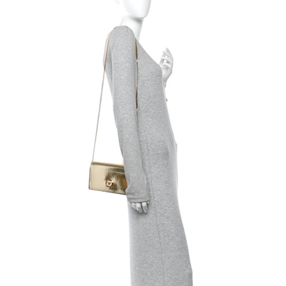 Versace Patent Metallic Crystal Medusa Clutch On Chain Gold 2 of 9