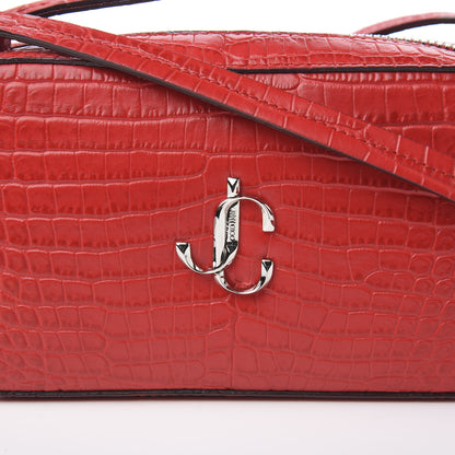 Jimmy Choo Calfskin Crocodile Embossed Mini Hale Crossbody Red 8 of 8