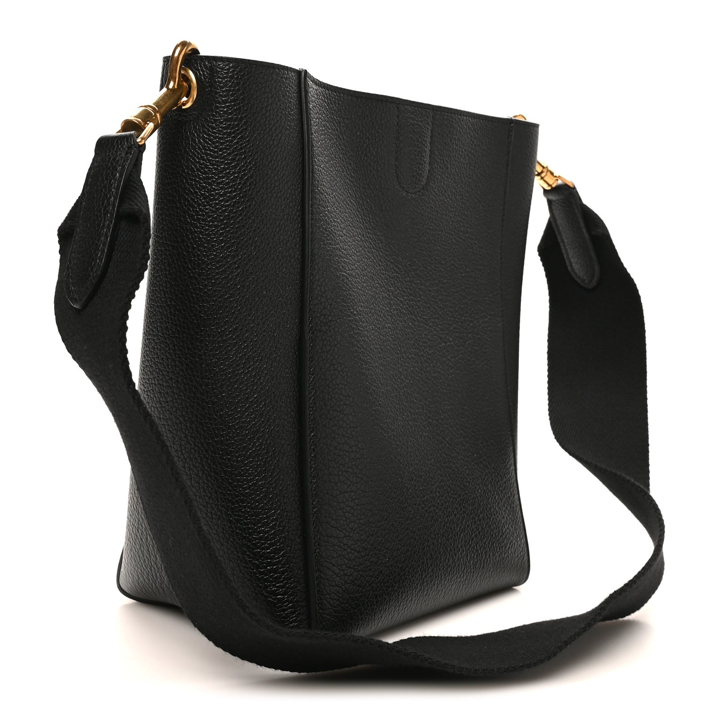 Soft Grained Calfskin Small Sangle Bucket Bag Black