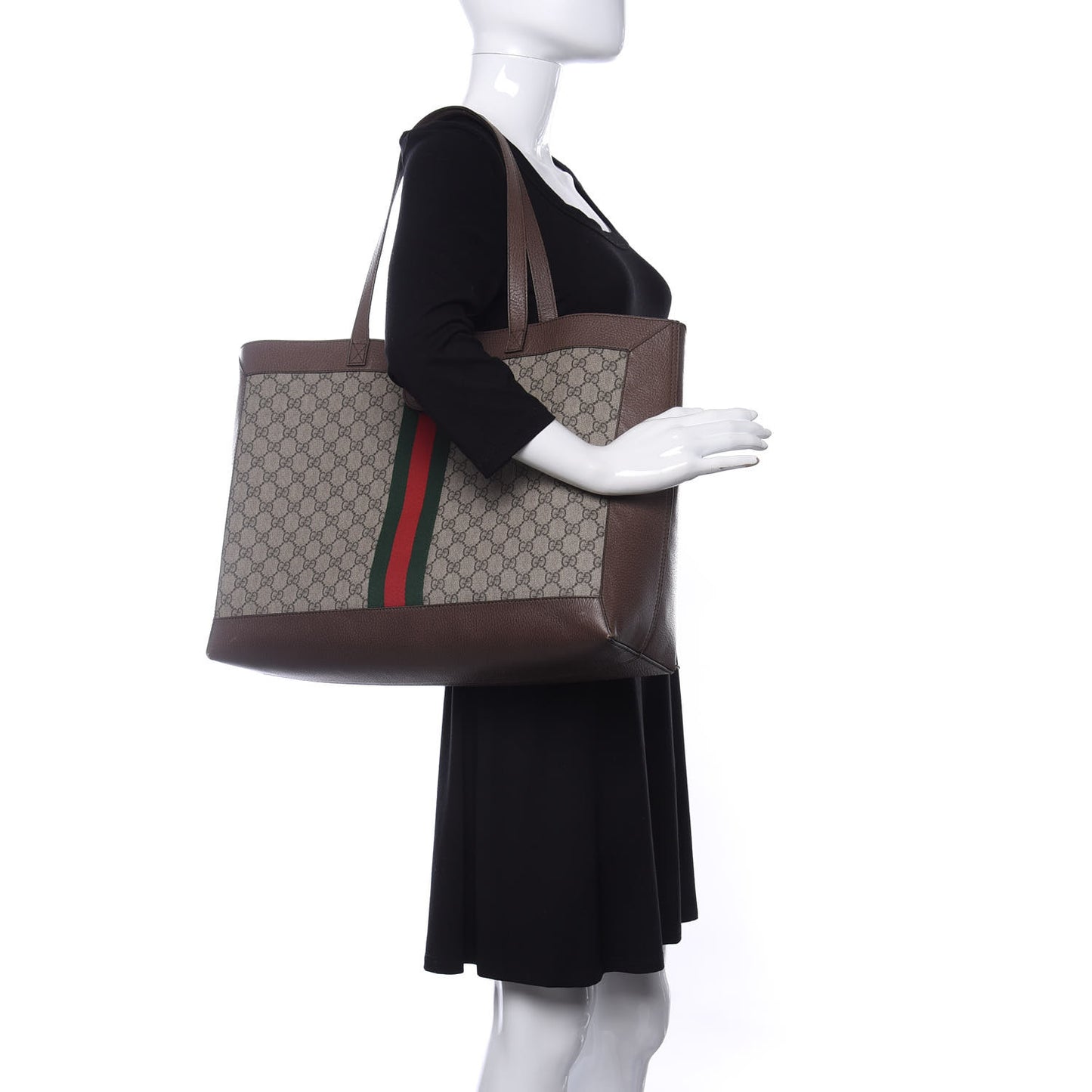 GG Supreme Monogram Web Ophidia Tote Brown