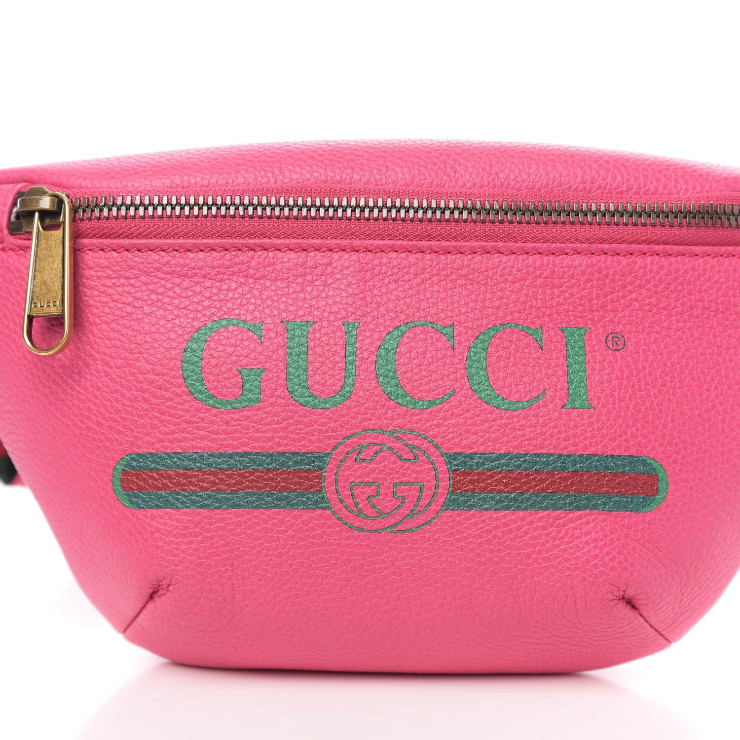 Gucci Grained Calfskin Small Logo Belt Bag Box Pink Green 9 of 9