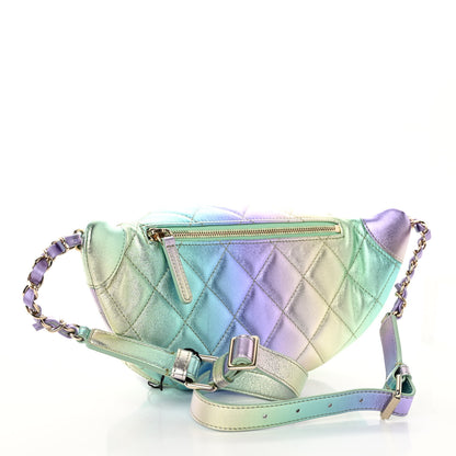 Chanel Gradient Metallic Lambskin Quilted Walking Mood Waist Bag Fanny Pack Pink Purple Green 3 of 10