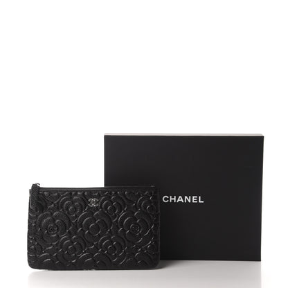 Chanel Caviar Camellia Embossed Cosmetic Pouch Black 8 of 8